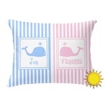 Striped w/ Whales Outdoor Throw Pillow (Rectangular) (Personalized)