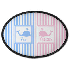 Striped w/ Whales Iron On Oval Patch w/ Multiple Names