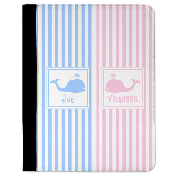Custom Striped w/ Whales Padfolio Clipboard - Large (Personalized)