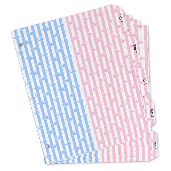 Custom Striped w/ Whales Binder Tab Divider - Set of 5 (Personalized)