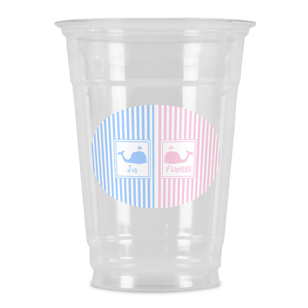 Custom Striped w/ Whales Party Cups - 16oz (Personalized)