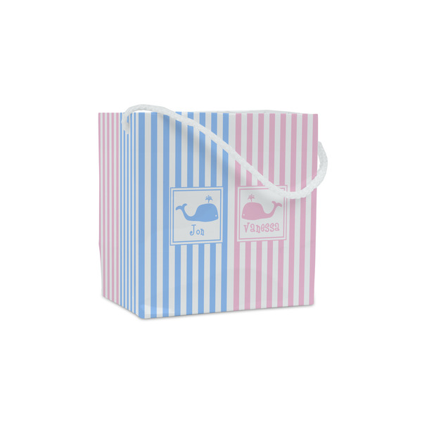 Custom Striped w/ Whales Party Favor Gift Bags - Gloss (Personalized)