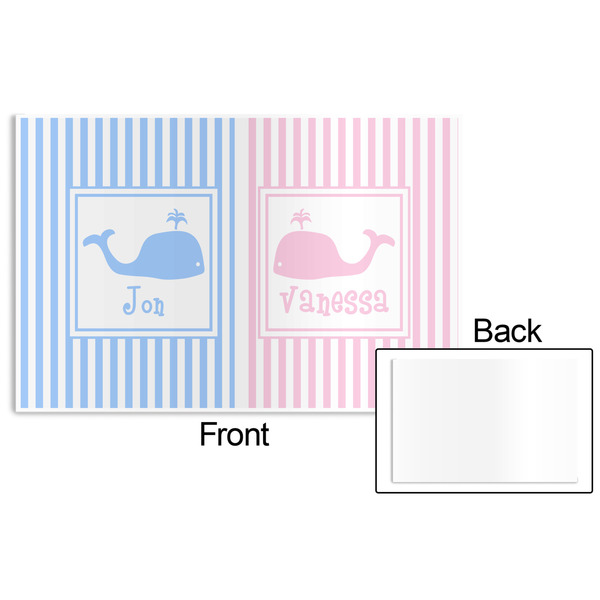 Striped w/ Whales Disposable Paper Placemat - Front & Back