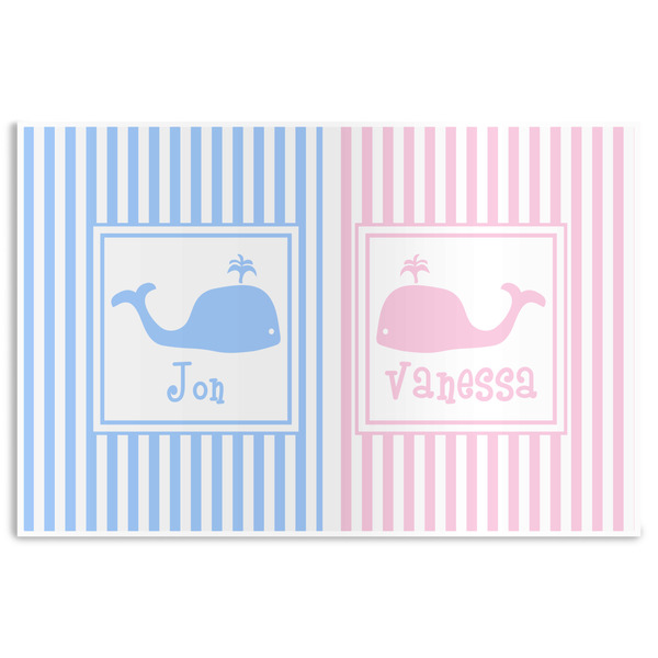 Custom Striped w/ Whales Disposable Paper Placemats (Personalized)