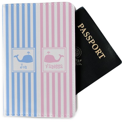 Striped w/ Whales Passport Holder - Fabric (Personalized)