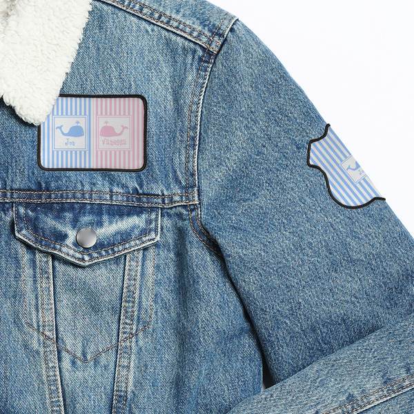 Striped w/ Whales Patches Lifestyle Jean Jacket Detail