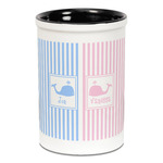 Striped w/ Whales Ceramic Pencil Holders - Black