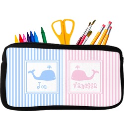 Striped w/ Whales Neoprene Pencil Case (Personalized)