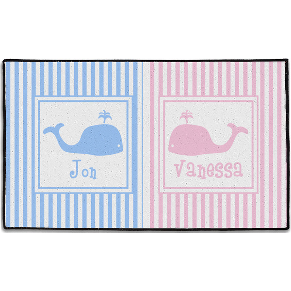 Custom Striped w/ Whales Door Mat - 60"x36" (Personalized)