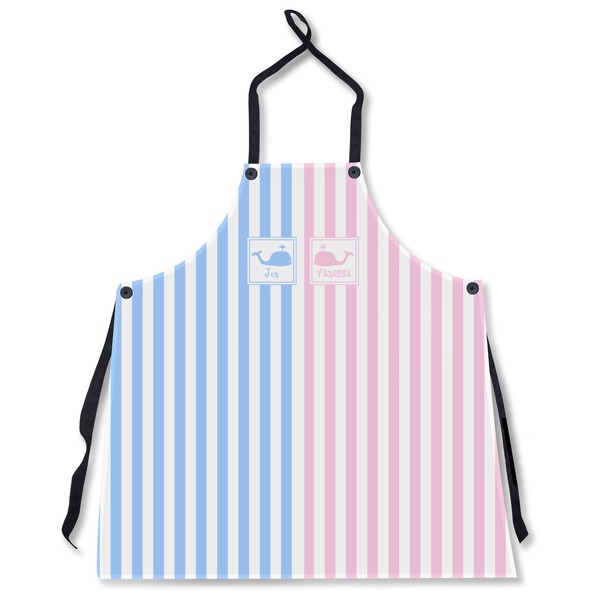 Custom Striped w/ Whales Apron Without Pockets w/ Multiple Names