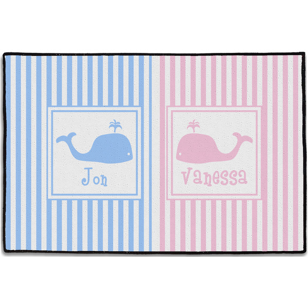 Striped w/ Whales Personalized Door Mat - 36x24 (APPROVAL)