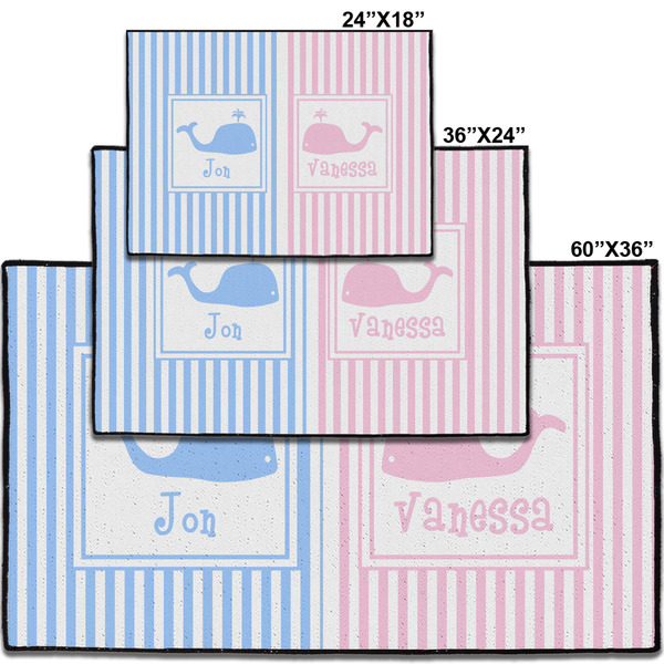 Striped w/ Whales Personalized Door Mat - Group Parent IMF