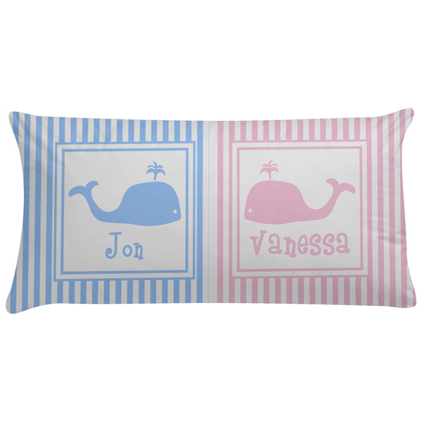 Custom Striped w/ Whales Pillow Case - King (Personalized)