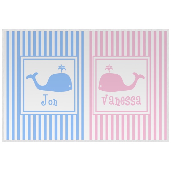 Striped w/ Whales Personalized Placemat (Back)