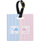 Striped w/ Whales Plastic Luggage Tag - Square w/ Multiple Names