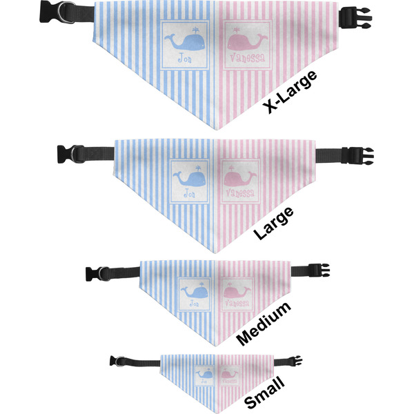 Striped w/ Whales Pet Bandana Sizes