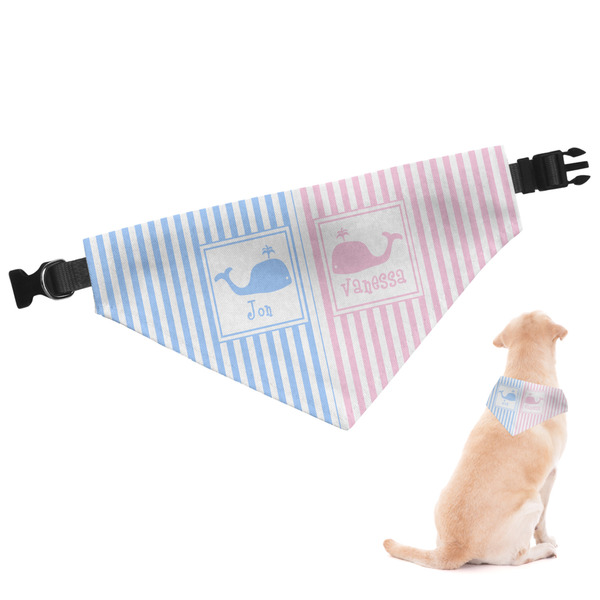Custom Striped w/ Whales Dog Bandana - Small (Personalized)