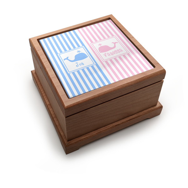 Custom Striped w/ Whales Pet Urn w/ Multiple Names