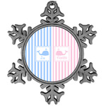 Striped w/ Whales Vintage Snowflake Ornament (Personalized)