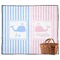 Striped w/ Whales Picnic Blanket - Flat - With Basket