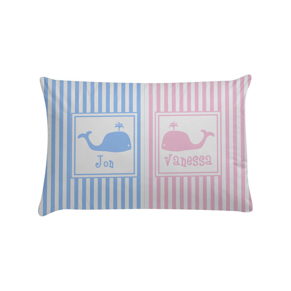 Custom Striped w/ Whales Pillow Case - Standard (Personalized)