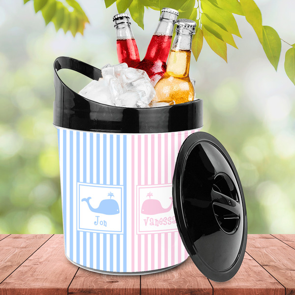 Striped w/ Whales Plastic Ice Bucket - LIFESTYLE