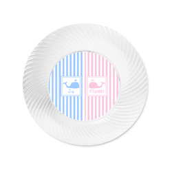 Striped w/ Whales Plastic Party Appetizer & Dessert Plates - 6" (Personalized)