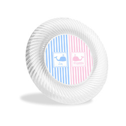 Striped w/ Whales Plastic Party Appetizer & Dessert Plates - 6" (Personalized)