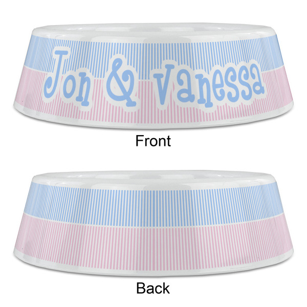 Striped w/ Whales Plastic Pet Bowls - Large - APPROVAL