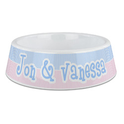 Striped w/ Whales Plastic Dog Bowl - Large (Personalized)