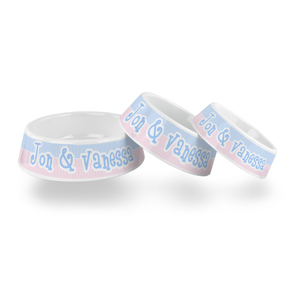 Striped w/ Whales Plastic Pet Bowls - PARENT MAIN