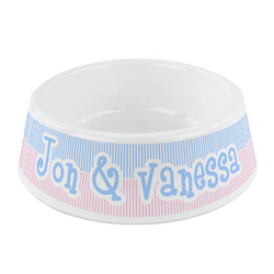 Striped w/ Whales Plastic Dog Bowl - Small (Personalized)