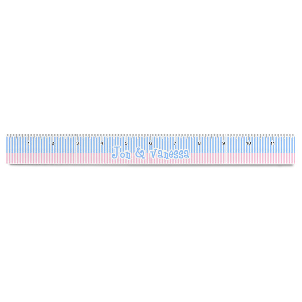 Striped w/ Whales Plastic Ruler - 12" - FRONT