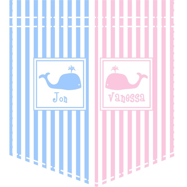 Custom Striped w/ Whales Iron On Faux Pocket (Personalized)