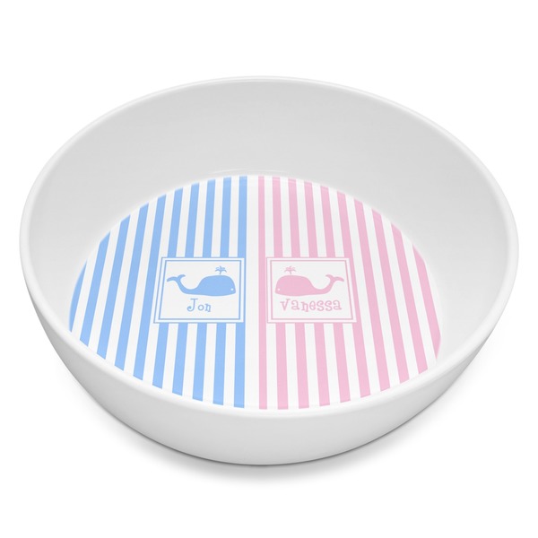 Custom Striped w/ Whales Melamine Bowl - 8 oz (Personalized)