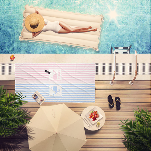 Striped w/ Whales Pool Towel Lifestyle