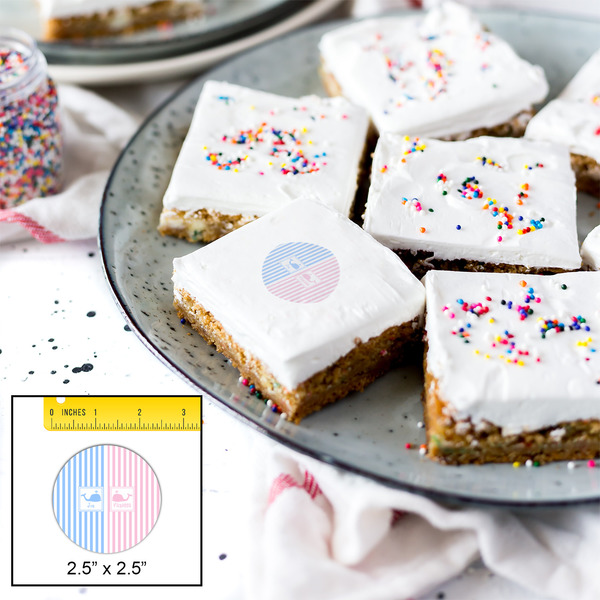 Striped w/ Whales Printed Icing Circle - Medium - In Context