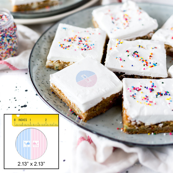 Striped w/ Whales Printed Icing Circle - Small - In Context