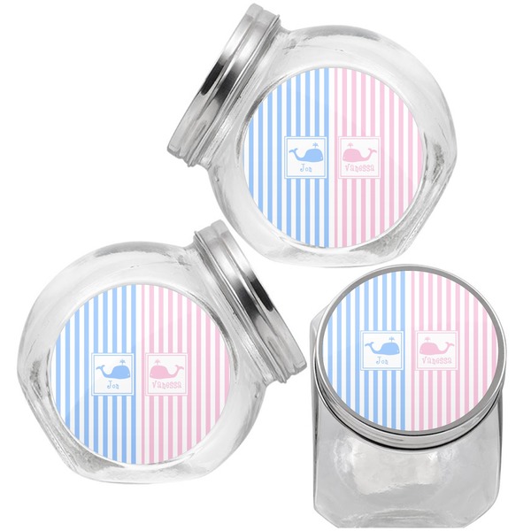Striped w/ Whales Puppy Treat Jar - Top Left Right
