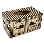 Striped w/ Whales Wood Tissue Box Cover - Rectangle (Personalized)