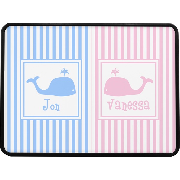 Striped w/ Whales Rectangular Car Hitch Cover w/ FRP Insert (Select Size)