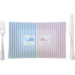Striped w/ Whales Glass Rectangular Lunch / Dinner Plate (Personalized)