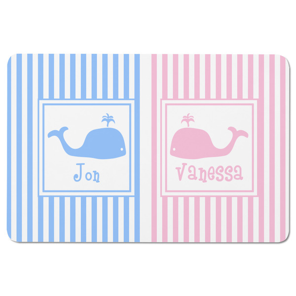 Striped w/ Whales Rectangular Fridge Magnet - FRONT