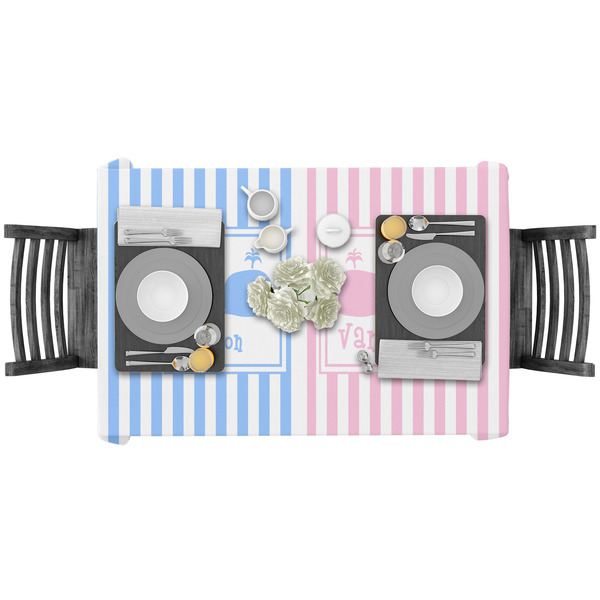 Striped w/ Whales Rectangular Tablecloths - LIFESTYLE