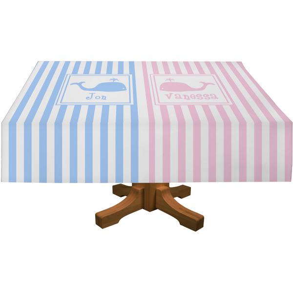 Striped w/ Whales Rectangular Tablecloths (Personalized)