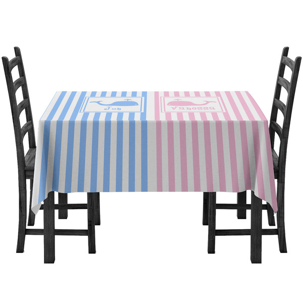 Custom Striped w/ Whales Tablecloth (Personalized)