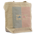 Striped w/ Whales Reusable Cotton Grocery Bag - Single (Personalized)