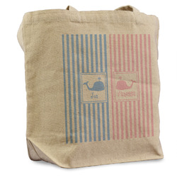 Striped w/ Whales Reusable Cotton Grocery Bag (Personalized)