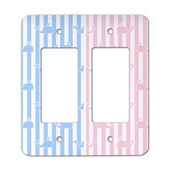 Striped w/ Whales Rocker Style Light Switch Cover - Two Switch