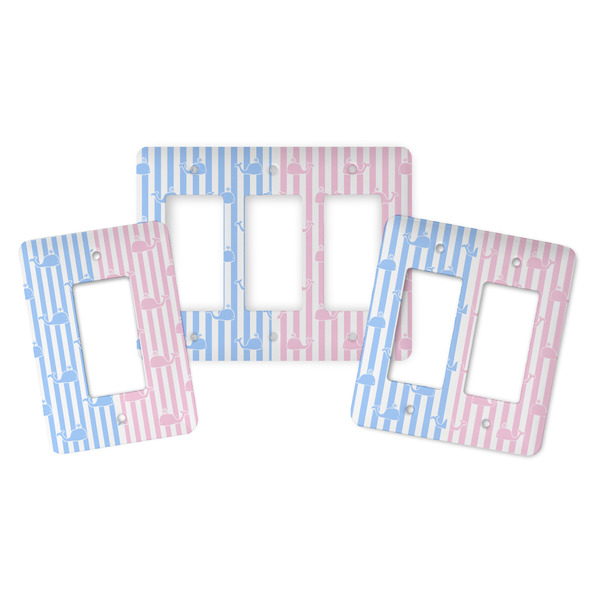 Striped w/ Whales Rocker Light Switch Covers - Parent - ALL VARIATIONS